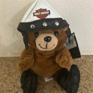 Harley Davidson Plush Bean Bag Toy -"Big Twin" Biker Bear 1997-5 inch W PaperTag